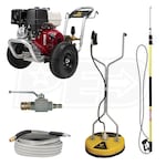 BE Professional 4000 PSI Belt-Drive Deluxe (Gas-Cold Water) Start your Own Pressure Washing Business Kit w/ Aluminum Frame, General Pump & Honda GX390 Engine