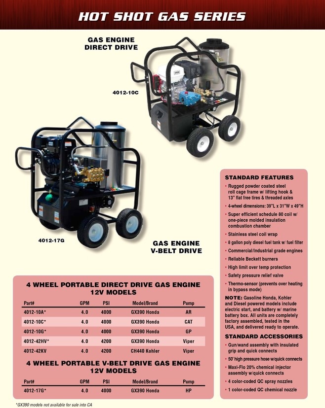 Pressure-Pro Hot Shot 4000 PSI @ 8.0 GPM Hot Box Water Heater Diesel 12V