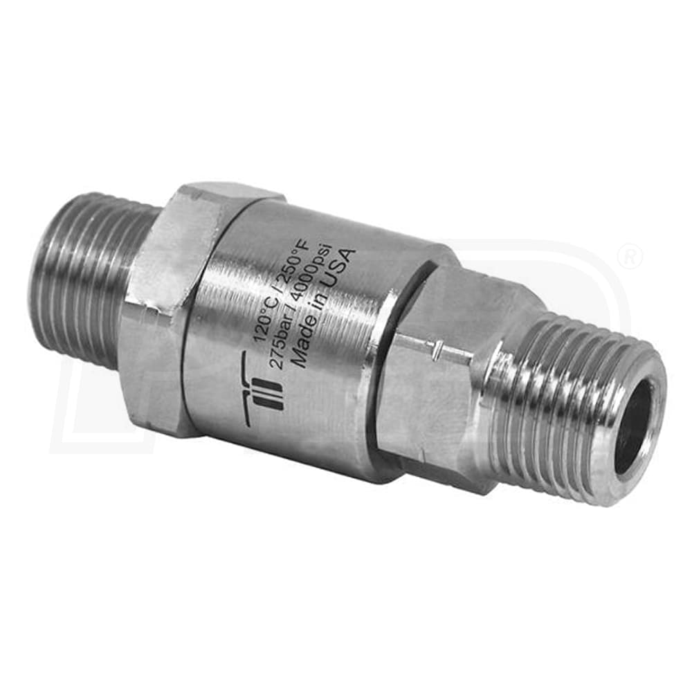 3/8In Mosmatic Live Pressure Washer Swivel Stainless Steel, NPT-M 4000 PSI 
