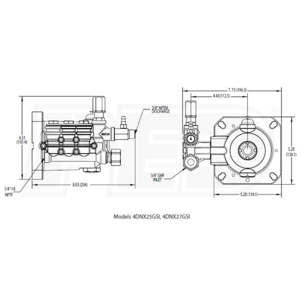 Cat Pumps 4DNX25GSI CAT Pumps 2850 PSI 2.5 GPM Replacement Triplex