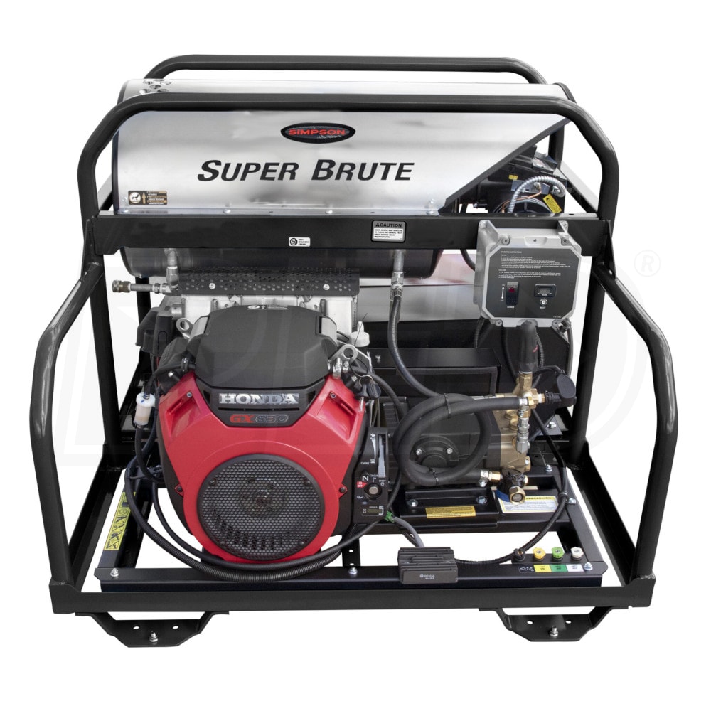 Simpson Super Brute SB65134 3500 PSI (Gas - Hot Water) Skid Belt-Drive Pressure Washer w/ Comet Pump & Electric Start Honda GX690 Engine