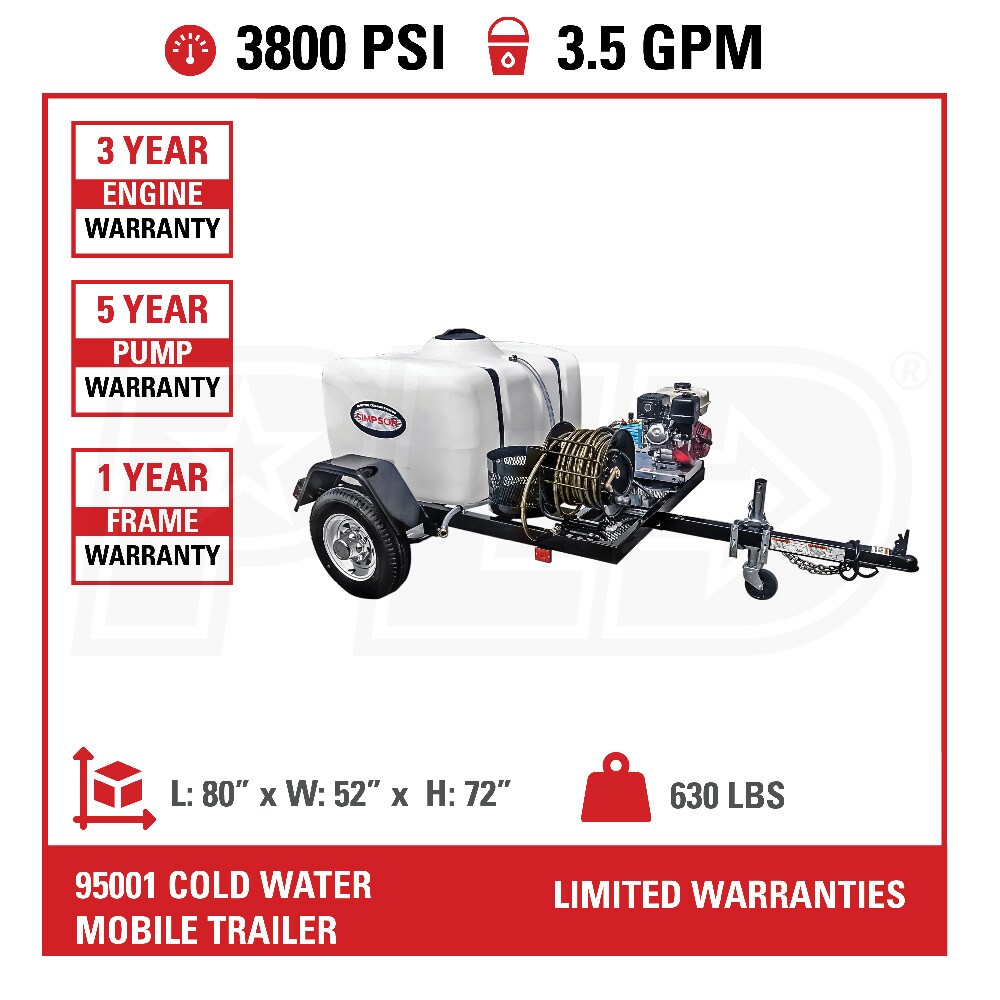 Simpson 95001 Professional 3800 PSI Gas Cold Water Pressure Washer