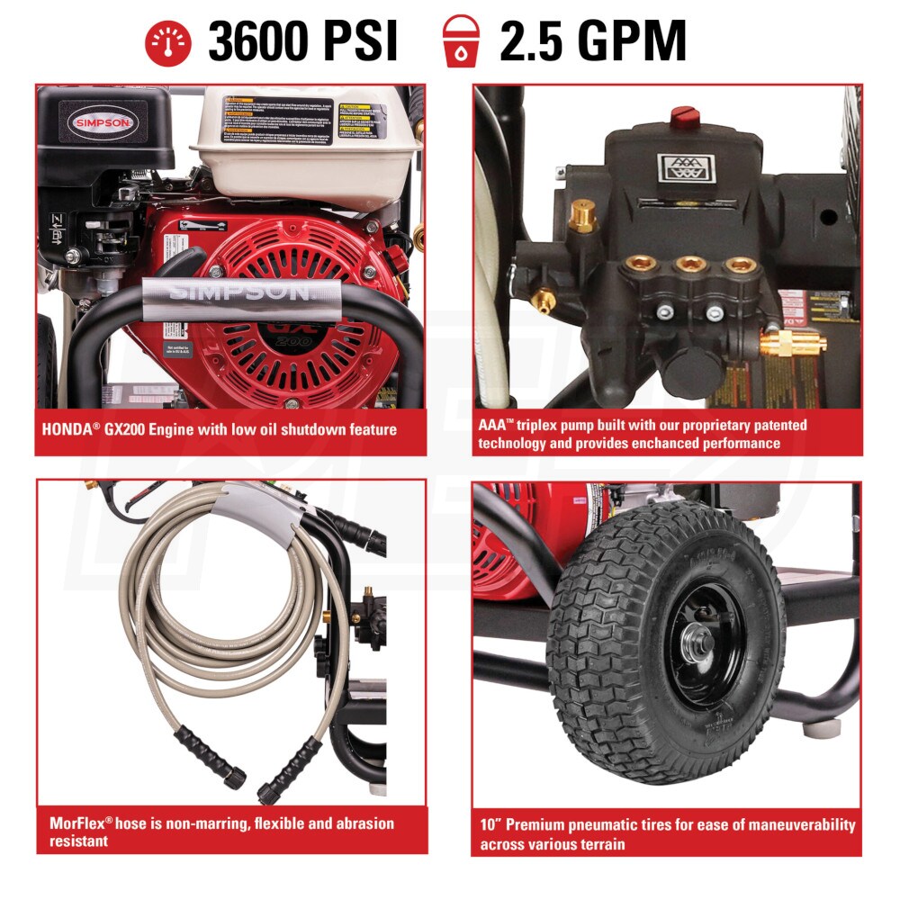 Simpson 60995 PowerShot Professional 3600 PSI Gas Cold Water Pressure