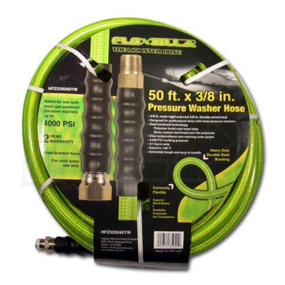 Legacy HFZ335040YW Flexzilla Pressure Washer Hose 3/8-Inch x 50 feet