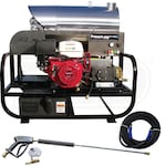 Pressure-Pro Professional 3500 PSI (Gas - Hot Water) Super Skid Belt-Drive Pressure Washer w/ General Pump & Electric Start Honda GX390 Engine