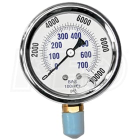 MTM Hydro 1/4" Stainless Steel Pressure Gauge (10,000 PSI)