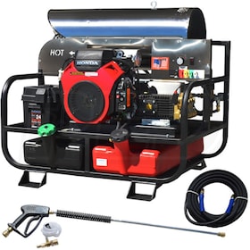 View Pressure-Pro Professional 4000 PSI (Gas - Hot Water) Super Skid Belt-Drive Pressure Washer w/ General Pump & Electric Start Honda GX630 Engine