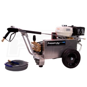 View Pressure-Pro Professional 4000 PSI (Gas - Cold Water) Belt-Drive Aluminum Frame Pressure Washer w/ General Pump & Electric Start Honda GX390 Engine