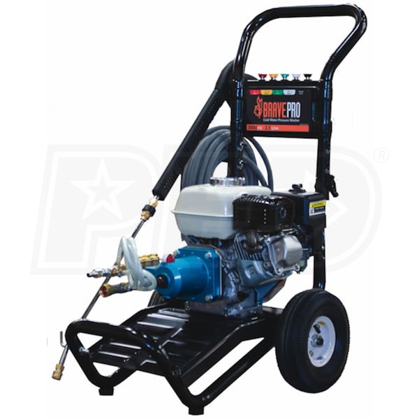 BravePro BRP2530HCA Professional 3000 PSI Gas - Cold Water Pressure Washer w/ Honda GX Engine ... BravePro BRP2530HCA Professional 3000 PSI Gas - Cold Water Pressure Washer w/ Honda GX Engine ...
