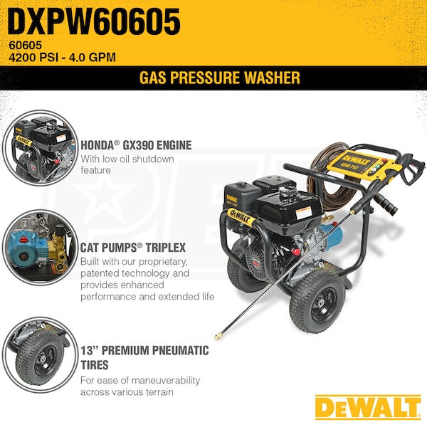 DEWALT 4200 PSI Pressure Washer With Honda Gx390 Engine for sale online 