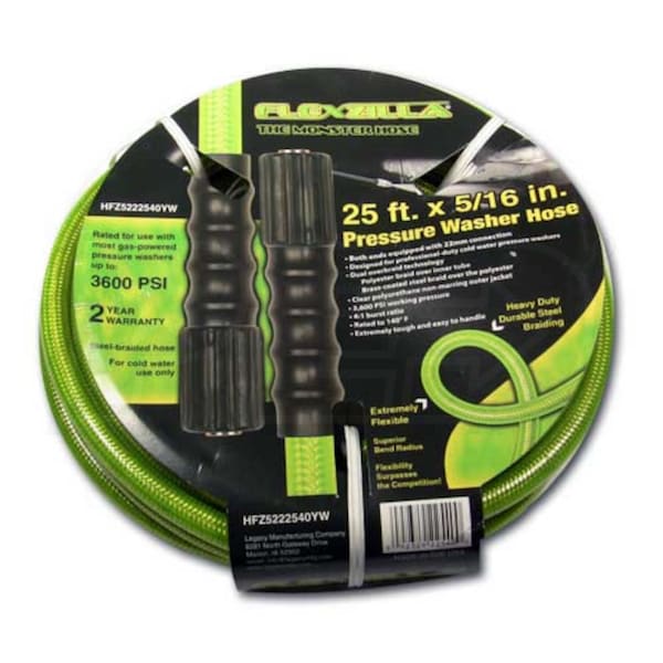 Flexzilla 5/16 in. x 50 ft. 3100 PSI Pressure Washer Hose with M22